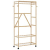 Klädställning med hyllor och hjul 90x40x179,5 cm bambu