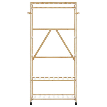 Klädställning med hyllor och hjul 90x40x179,5 cm bambu