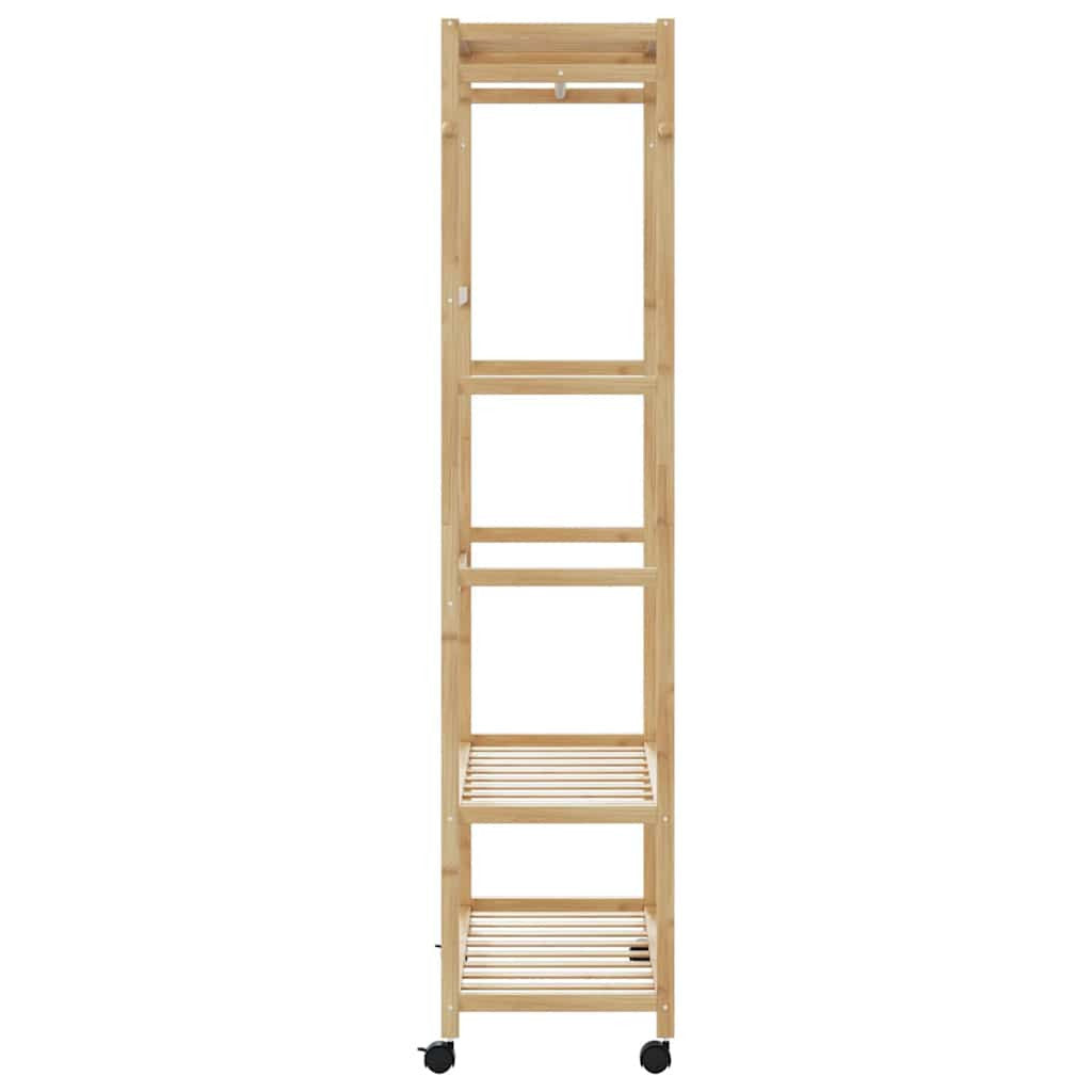 Klädställning med hyllor och hjul 90x40x179,5 cm bambu