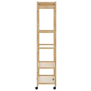 Klädställning med hyllor och hjul 90x40x179,5 cm bambu