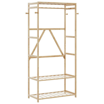 Klädställ med hyllor 80x40x175 cm Bambu