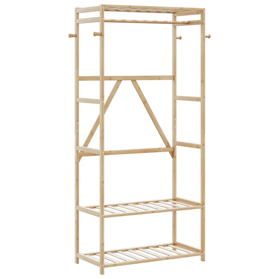 Vaateteline hyllyillä 80x40x175 cm Bambu