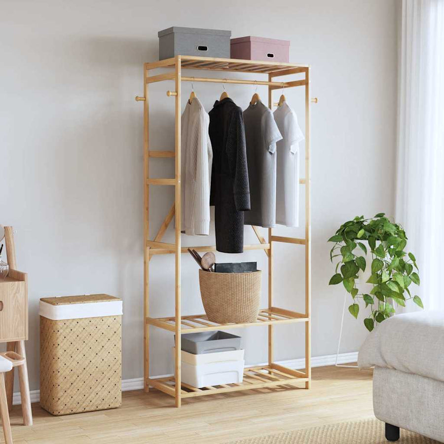 Vaateteline hyllyillä 80x40x175 cm Bambu