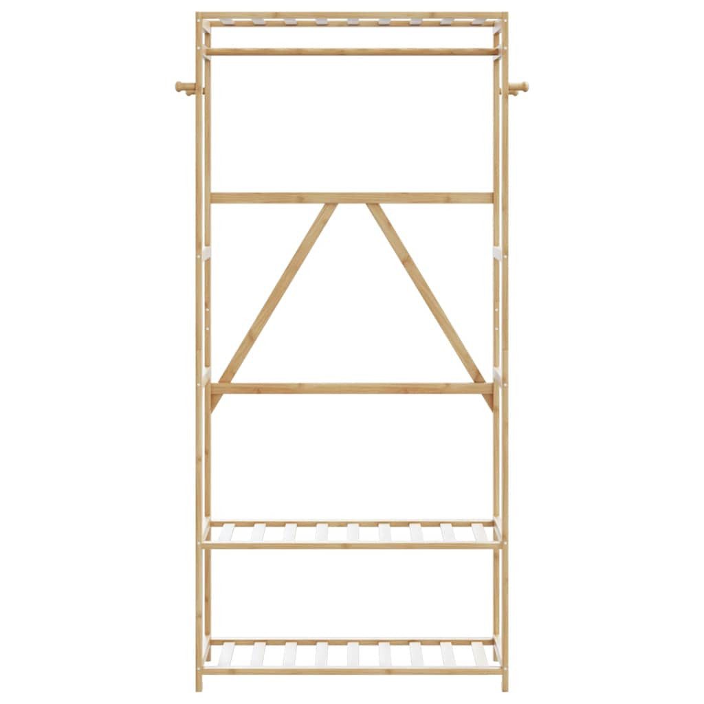 Klädställ med hyllor 80x40x175 cm Bambu