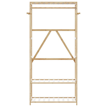 Klädställ med hyllor 80x40x175 cm Bambu