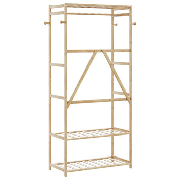 Klädställ med hyllor 80x40x175 cm Bambu