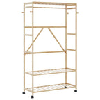 Vaateteline hyllyillä ja pyörillä 110x40x180 cm bambu