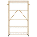 Vaateteline hyllyillä ja pyörillä 110x40x180 cm bambu