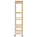 Vaateteline hyllyillä ja pyörillä 110x40x180 cm bambu