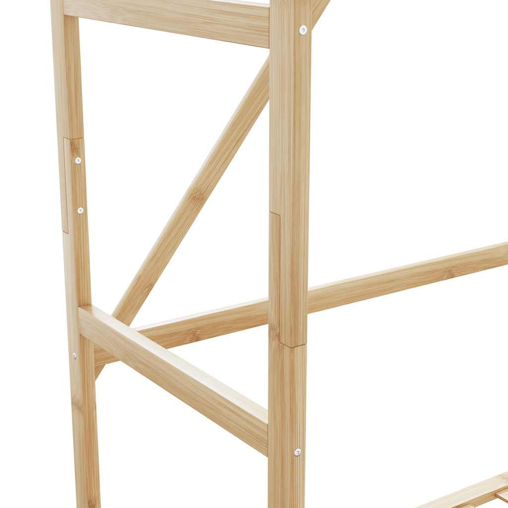 Klädställ med hyllor och hjul 110x40x180 cm bambu