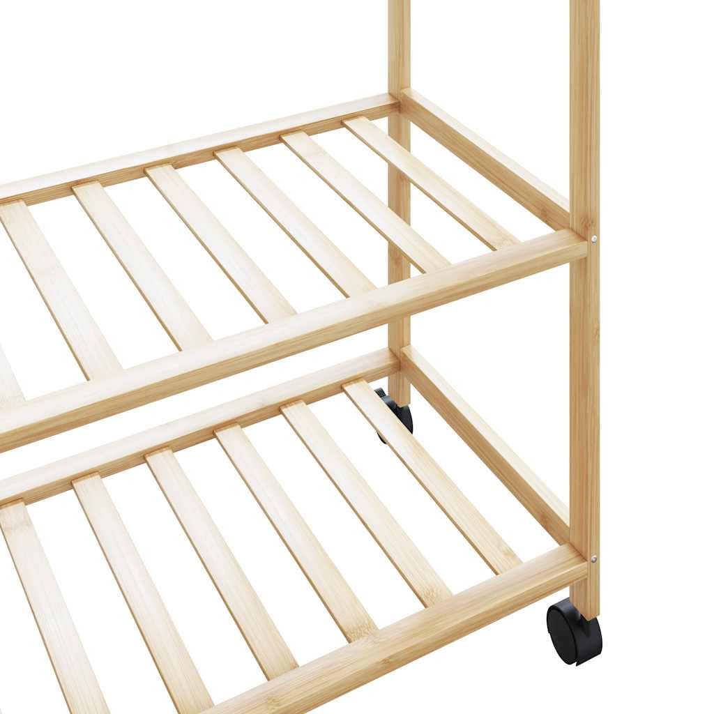 Klädställ med hyllor och hjul 110x40x180 cm bambu