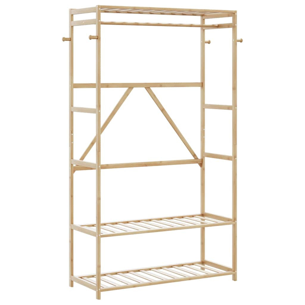 Klädställ med hyllor 110x40x175 cm Bambu