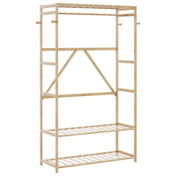 Klädställ med hyllor 110x40x175 cm Bambu