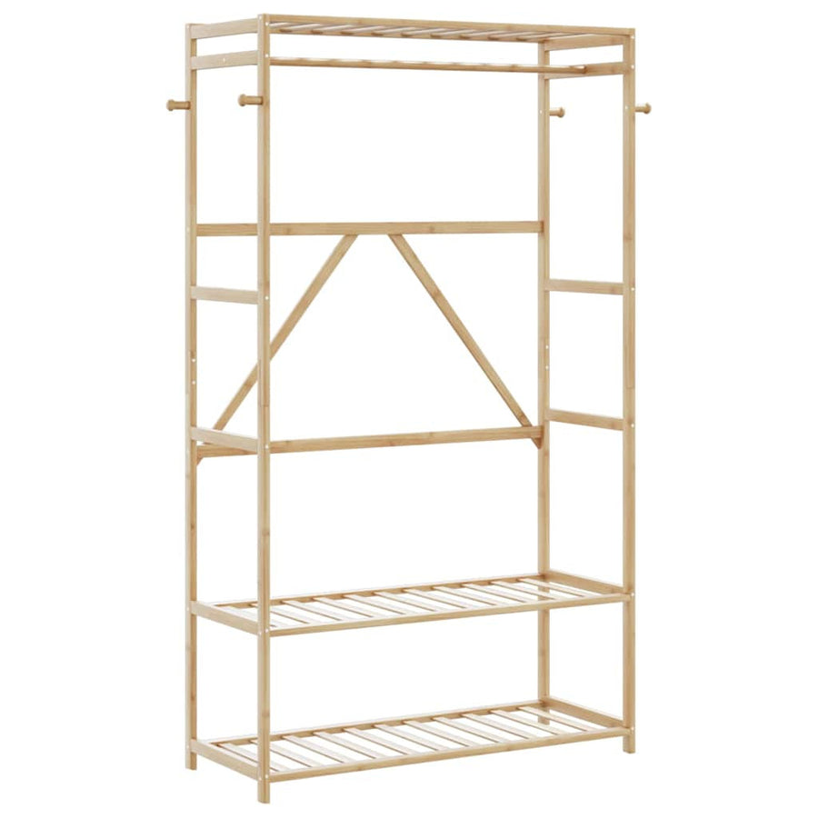 Klädställ med hyllor 110x40x175 cm Bambu
