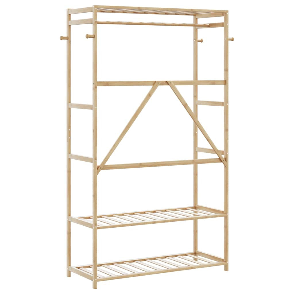Klädställ med hyllor 110x40x175 cm Bambu