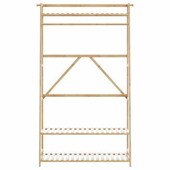 Klädställ med hyllor 110x40x180 cm Bambu