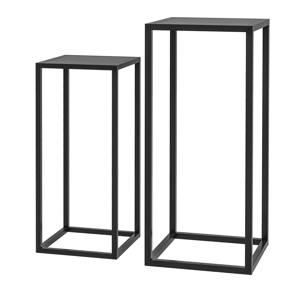 Kukkajakkarat teollisuustyyliin, 2 kpl, 58,5 ja 65 cm, musta