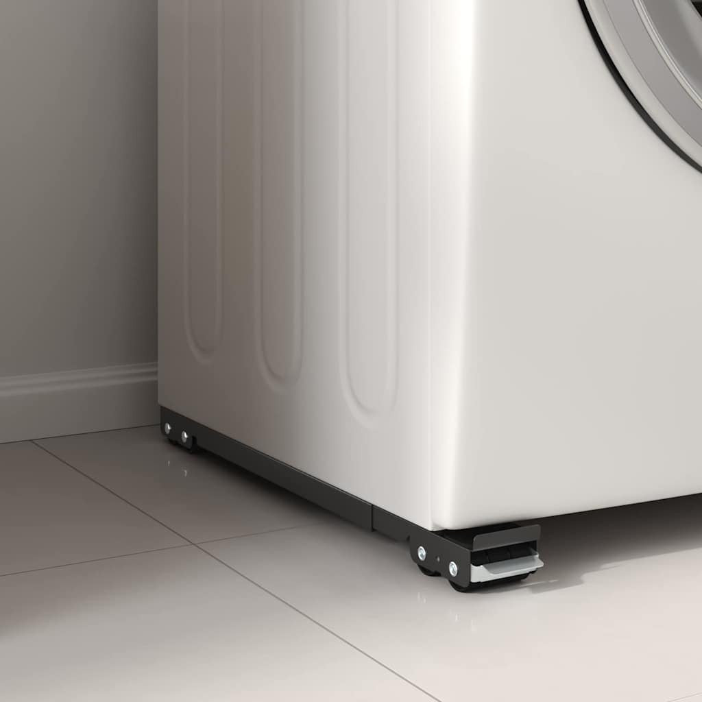 Pesukoneen jalusta 2 pcs Musta 72 x 5 x 4.5 cm Teräs