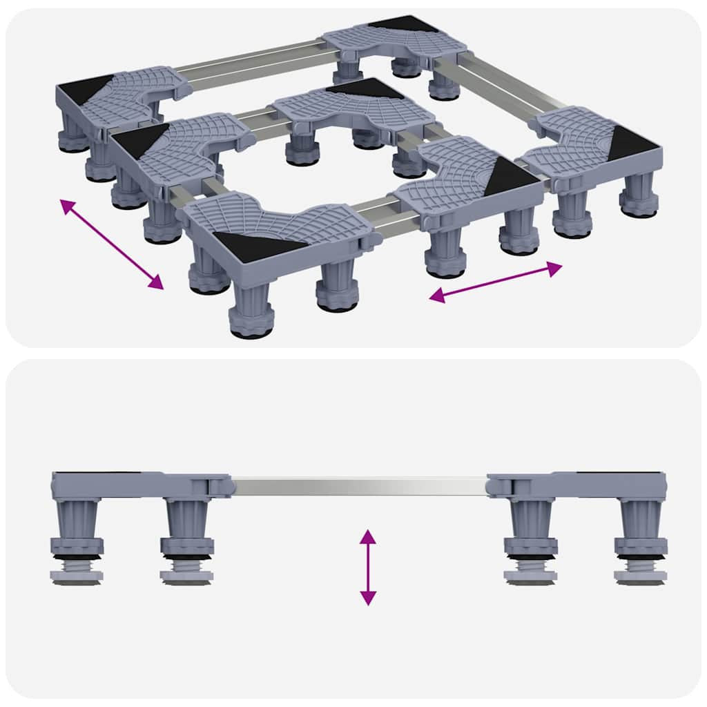 Pesukoneen Tukijalka Harmaa 67 x 67 x 12 cm Metalli