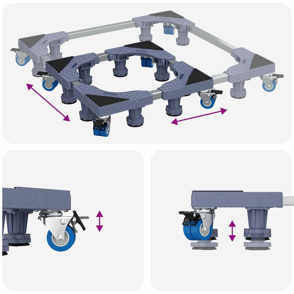 Pesukoneen jalusta Harmaa 66 x 66 x 12 cm Metalli