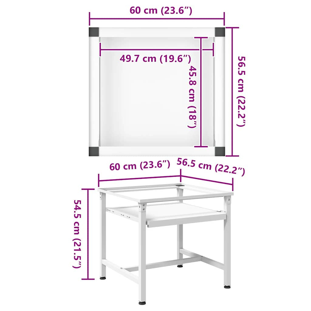 Pesukoneen korokejalusta vetohyllyllä valkoinen