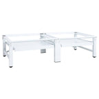 Pesukoneen ja kuivausrummun korokejalusta hyllyillä valkoinen