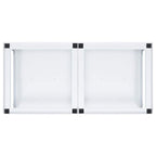 Pesukoneen ja kuivausrummun korokejalusta hyllyillä valkoinen