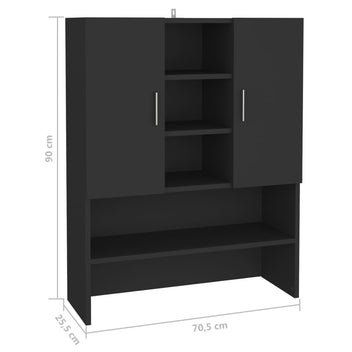 Tvättmaskinskåp, svart, 70,5x25,5x90 cm