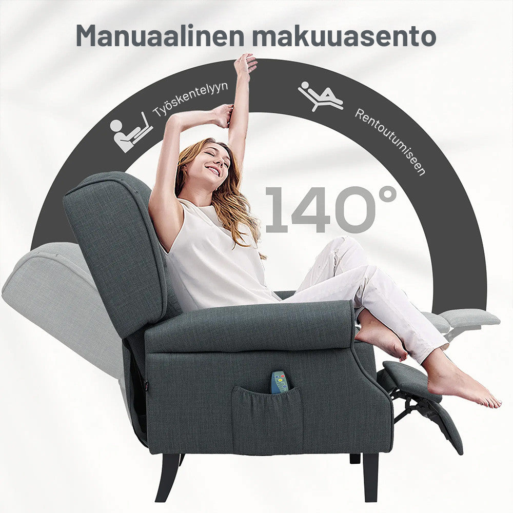 Tummanharmaa hierova lepotuoli – kallistettava hierontasohva kotiin