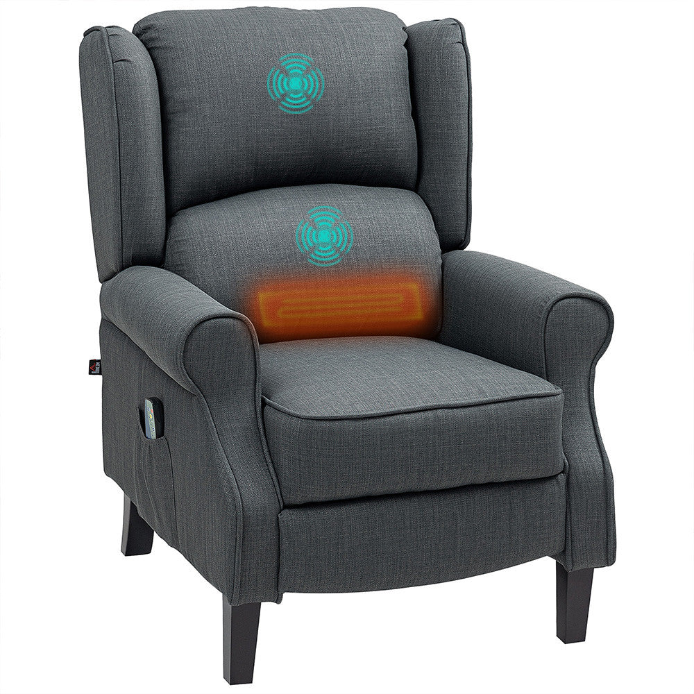 Tummanharmaa hierova lepotuoli – kallistettava hierontasohva kotiin