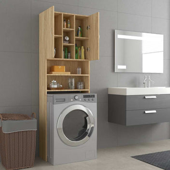Tvättmaskinskåp Sonoma ek 64x25,5x190 cm