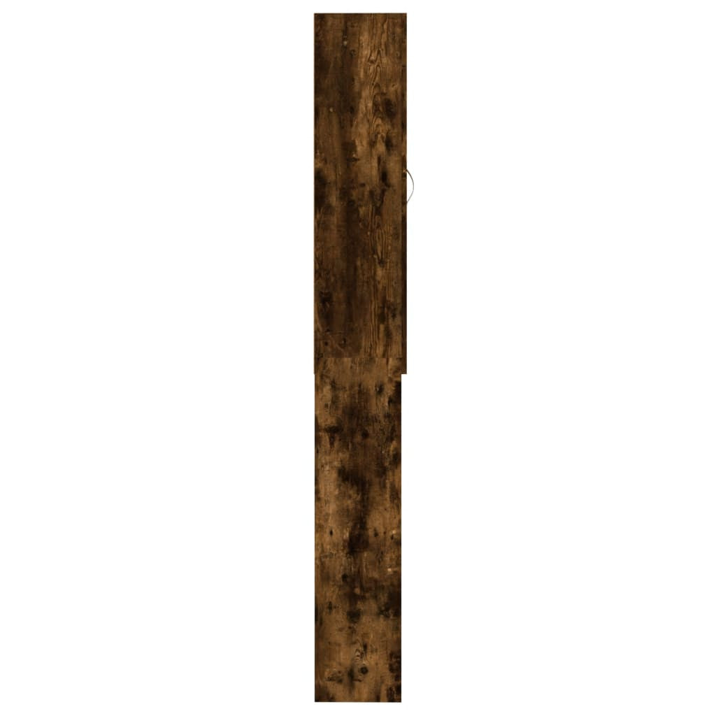 Tvättmaskinskåp, rökt ek, 64x25,5x190 cm, med två dörrar och tre fack