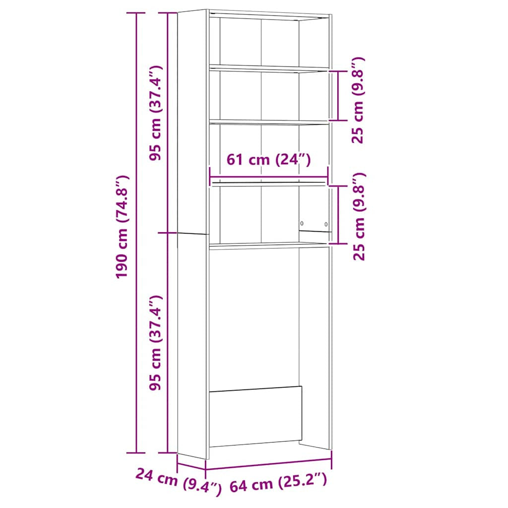 Pesukonekaappi ruskea tammi 64x24x190 cm