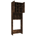 Pesukonekaappi savutammi 64x25,5x190 cm, Kahdella ovella ja yhdeksällä lokerolla