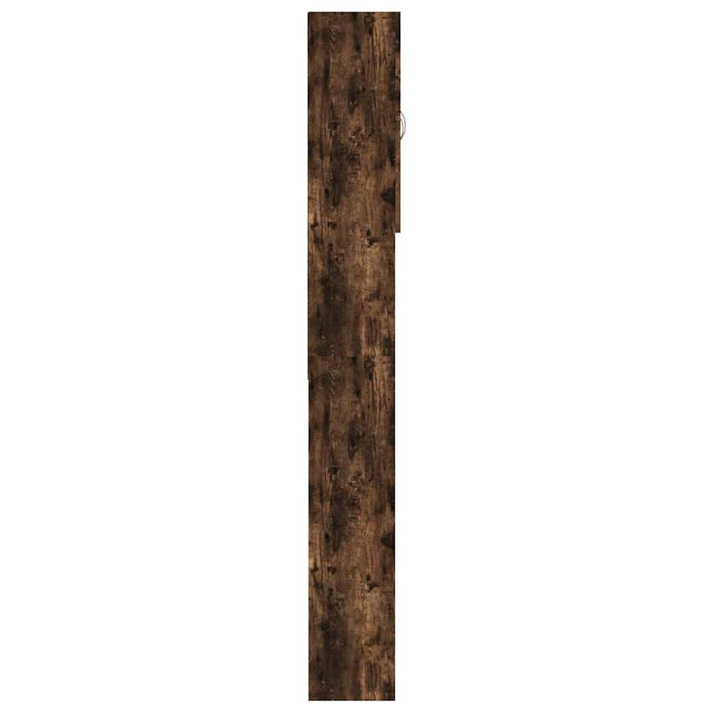 Tvättmaskinsskåp, rökt ek, 64x25,5x190 cm, med två dörrar och nio fack