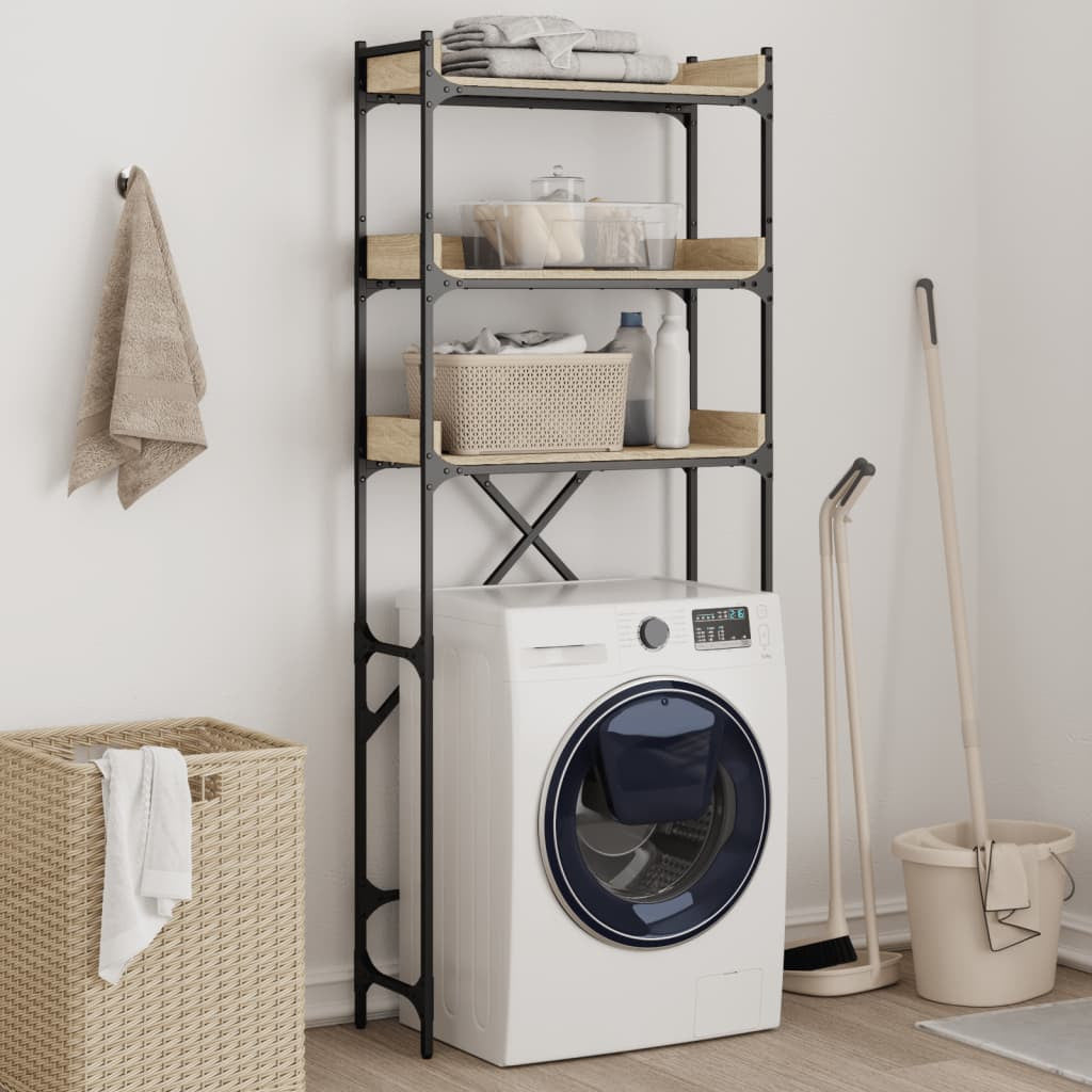 Tvättmaskinshylla Sonoma ek 67x25x163 cm tekniskt trä