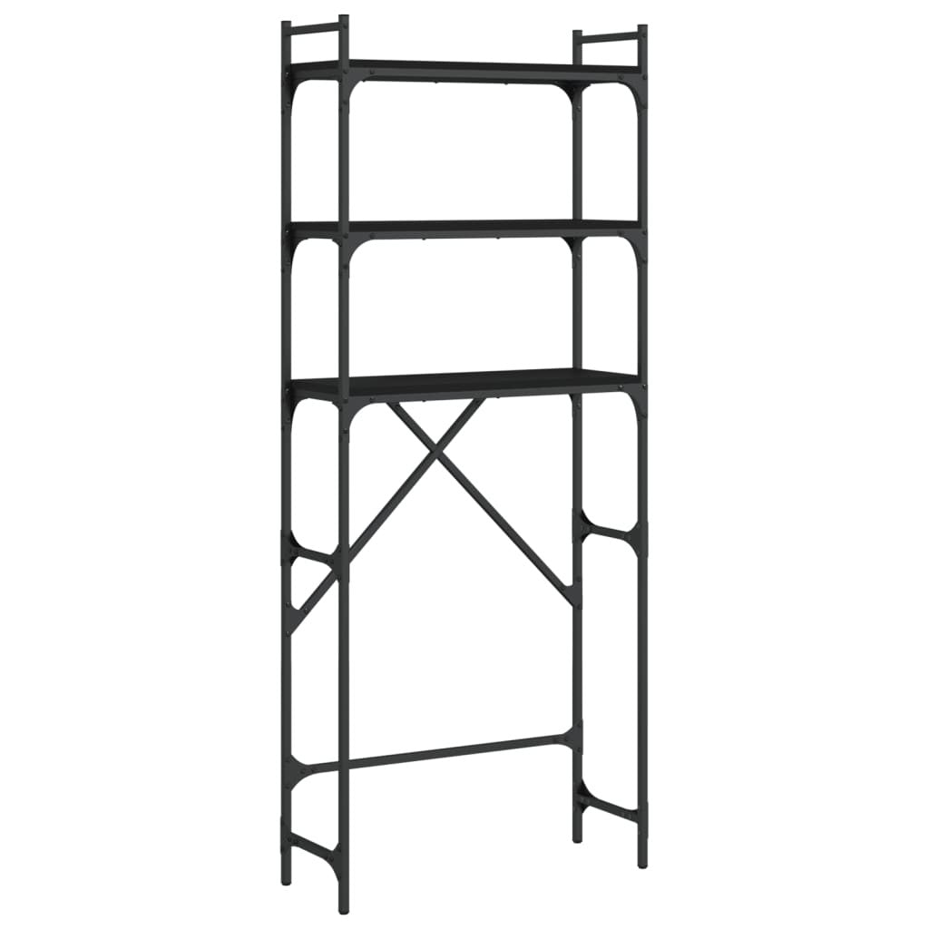Pesukonehyllykkö musta 67x25x163 cm tekninen puu