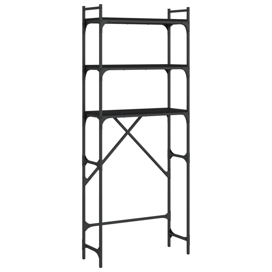 Pesukonehyllykkö musta 67x25x163 cm tekninen puu