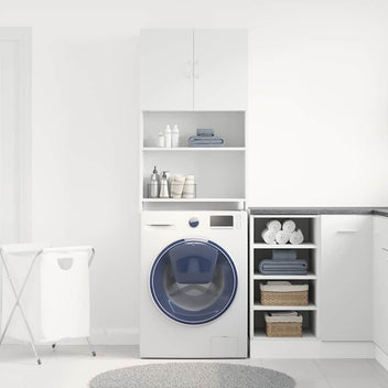 Tvättmaskinskåp Vitt 64x24x190 cm Konstruerat trä