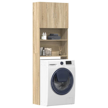 Tvättmaskinskåp Sonoma ek 64x24x190 cm spånskiva