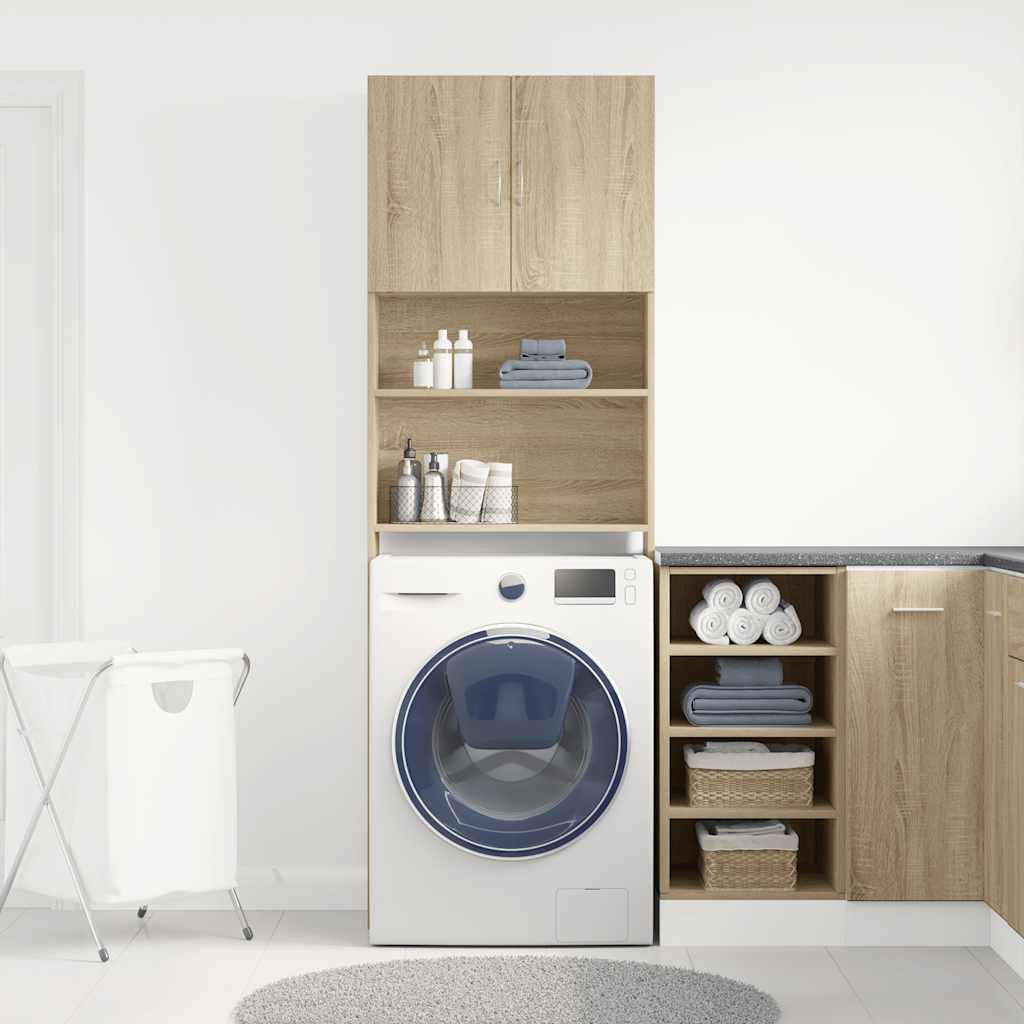 Tvättmaskinskåp Sonoma ek 64x24x190 cm spånskiva