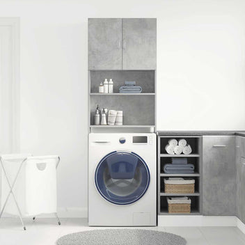 Tvättmaskin Skåp Betonggrå 64x24x190 cm Designat trä