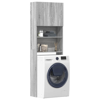 Tvättmaskinskåp Grey Sonoma 64x24x190 cm tekniskt trä