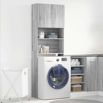Tvättmaskinskåp Grey Sonoma 64x24x190 cm tekniskt trä