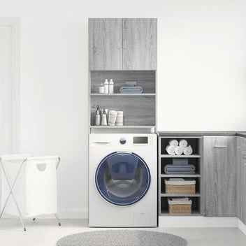 Tvättmaskinskåp Grey Sonoma 64x24x190 cm tekniskt trä