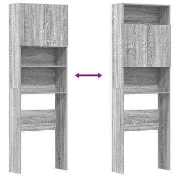 Tvättmaskinskåp Grey Sonoma 64x24x190 cm tekniskt trä