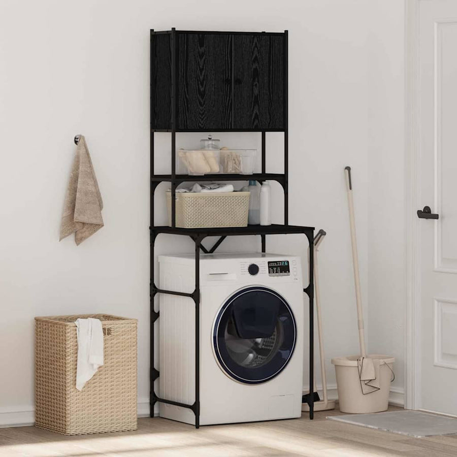 Tvättmaskinstorn Svart ek 68 x 48,5 x 194 cm