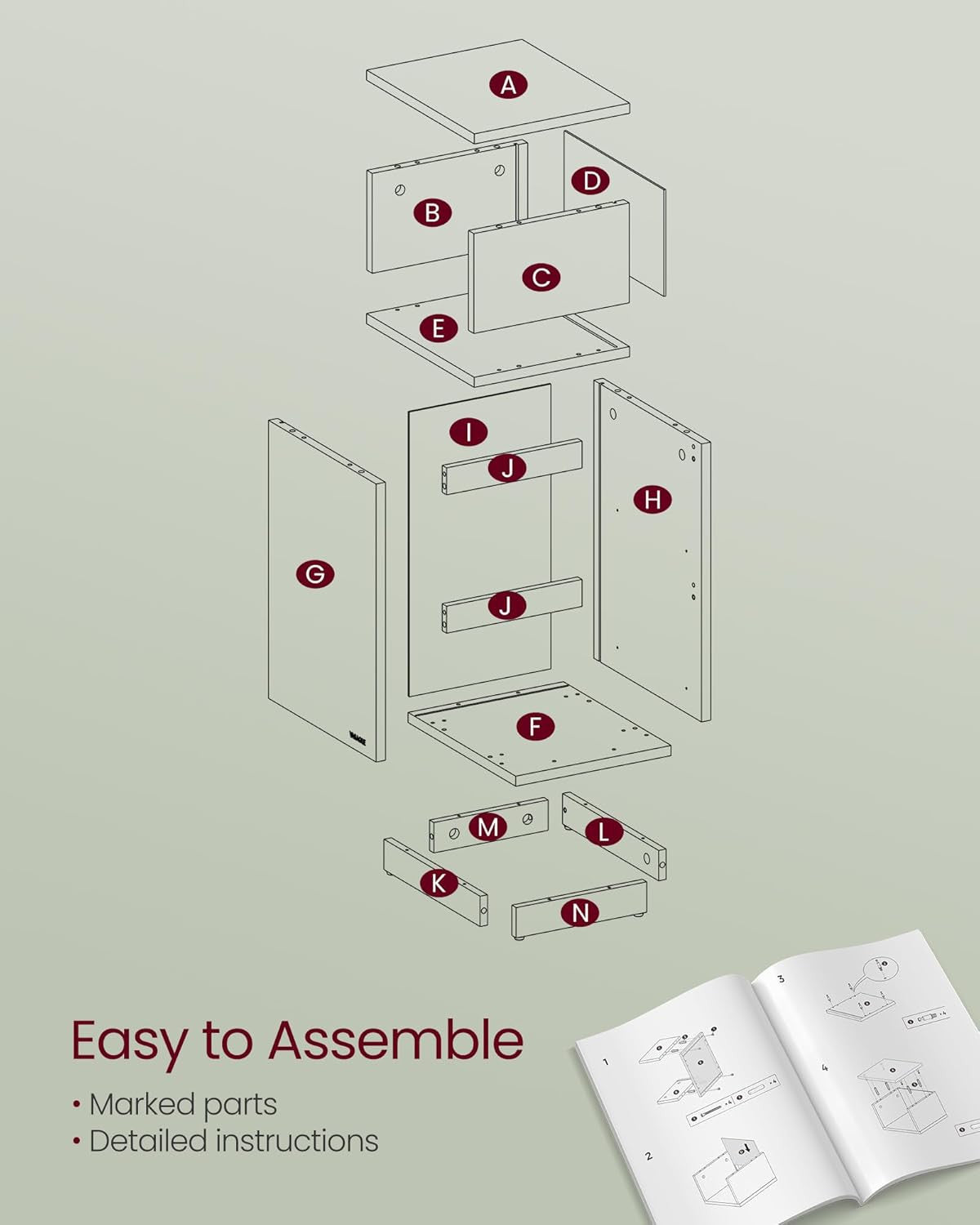 VASAGLE 2 kpl kapea yöpöytä 2 laatikolla – tilaa säästävä ja tyylikäs sivupöytä pieniin tiloihin 30x25x65 cm (2 kpl)