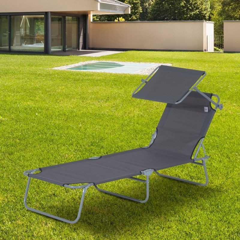 aurinkotuoli suojalla (harmaa)