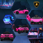 Lasten sähköauto Lamborghini Revuelto 12V – pinkki, LED-valot, kaukosäädin, 3–5 km/h